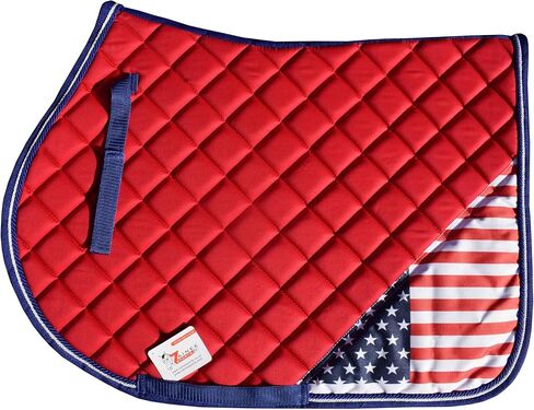 USA Flag Saddle Pad Set with Matching Ear Bonnet – Print Horse Riding Gear – Non-Slip/Breathable – Western/English Show in Kuwait
