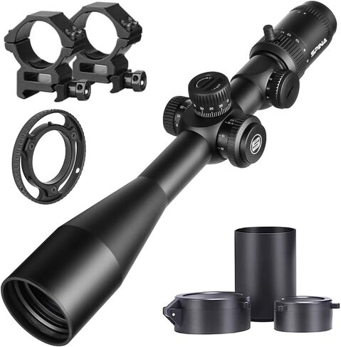 SPINA OPTICS 6-24x50 SFP Second Focal Plane Scopes with Mil-dot Reticle and 20mm Ring Mounts,Waterproof, Fogproof Black Hunting Scope, 30mm Tube in Kuwait