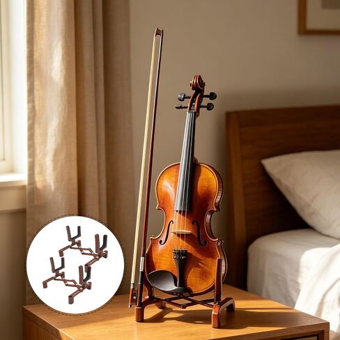 2pcs Folding Violin Stand for Musicians and Students, Portable Abs Music Instrument Holder with Curved Cradle for Stable Placement, for Performances and Studio Use in Kuwait