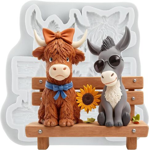 Scotch Cattle Polymer Clay Mold Animal Clay Mold Highland Cow Silicone Molds for DIY Crafts Air Dry Plaster Polymer Epoxy Resin Casting Jewelry Making in Kuwait