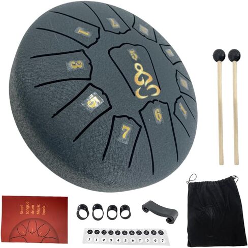 Rain Drum for Outside 6 Inches 8 Notes C Major Steel Tongue Drum Percussion Instrument with Mallets Music Book and Bag in Kuwait