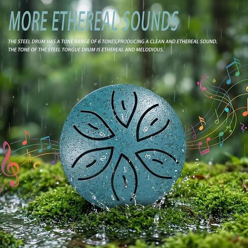 Steel Tongue Rain Drum - 3 Inch 6 Notes for Garden, for Outside, Mini Hand Yard Rhythm for Outdoor Garden Symphony (Blue) in Kuwait