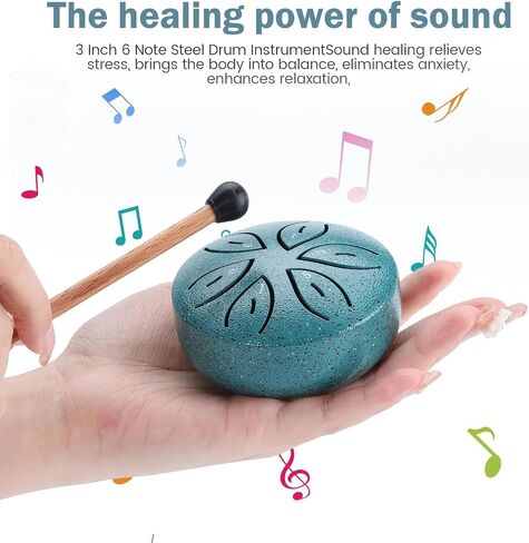 Steel Tongue Rain Drum - 3 Inch 6 Notes for Garden, for Outside, Mini Hand Yard Rhythm for Outdoor Garden Symphony (Blue) in Kuwait