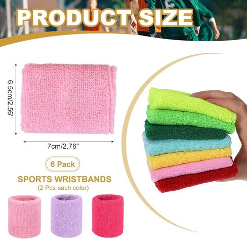 Wristbands Sweatbands, Wrist Bands for Sweat Sports Wristbands for Tennis/Basketball/Football/Running/Working Out/Youth in Kuwait