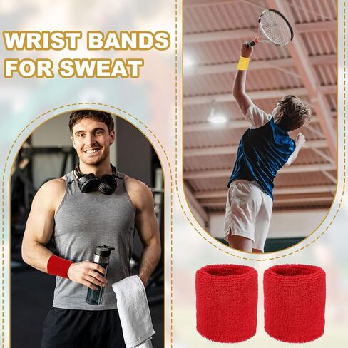 Wristbands Sweatbands, Wrist Bands for Sweat Sports Wristbands for Tennis/Basketball/Football/Running/Working Out/Youth in Kuwait