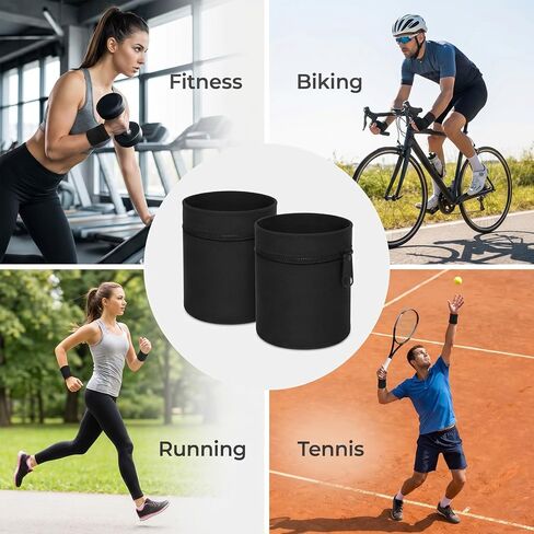 2 Pcs Wrist Wallet for Men Women Armband Wrist Pouch Light Wristband Wallet with Zipper for Storage Key Card Cash Sports Absorb Sweat Wristbands for Running Hiking Tennis Workout,Black in Kuwait