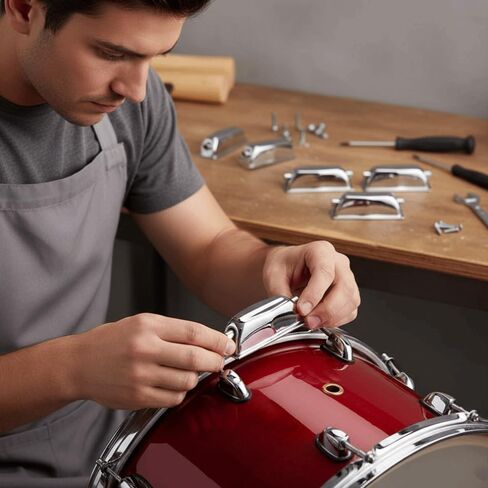 خطافات مخلبية لطبل Snare Drum - دعامات تثبيت مستطيلة مزدوجة الأطراف للطبول القياسية، وقطع بديلة معدنية مطلية بالكروم (فضي، 6.6 × 2.5 سم)‌ in Kuwait