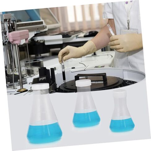 ULTECHNOVO 6 قطعة دورق مخروطي بلاستيكي لمختبر الكيمياء تخرج الأكواب تجربة زجاجات قارورة العلوم in Kuwait