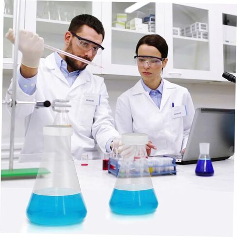 ULTECHNOVO 6 قطعة دورق مخروطي بلاستيكي لمختبر الكيمياء تخرج الأكواب تجربة زجاجات قارورة العلوم in Kuwait