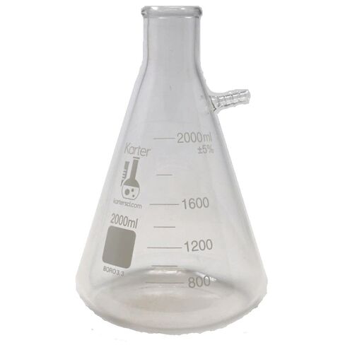 دورق ترشيح بجدار ثقيل سعة 2000 مل، أنابيب، متدرج، زجاج بوروسيليكات 3.3، Karter Scientific 250P1 (الحالة 12) in Kuwait