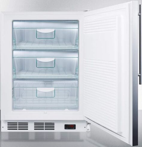 Summit Appliance VT65MLSSHVADA ADA Compliant Freestanding Medical All-Freezer Capable of -25ºC Operation with Lock, Manual Defrost, Wrapped Stainless Steel Door, Thin Handle and White Cabinet in Kuwait