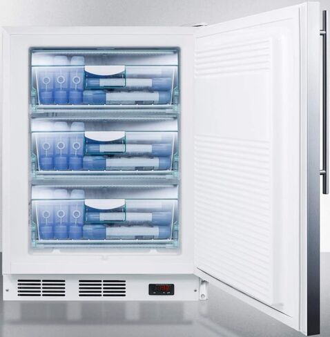 Summit Appliance VT65MLSSHVADA ADA Compliant Freestanding Medical All-Freezer Capable of -25ºC Operation with Lock, Manual Defrost, Wrapped Stainless Steel Door, Thin Handle and White Cabinet in Kuwait