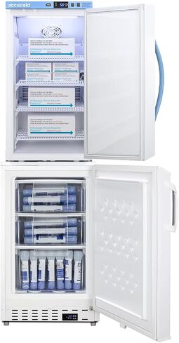 مجموعة ثلاجة/فريزر واسعة النطاق مقاس 20 بوصة من Summit Appliance ARS3PV-ADA305AFSTACK، تتضمن ثلاجة ARS3PV وفريزر ADA305AF، وكلاهما مزود بأسلاك من فئة المستشفيات مع مقابس "Green Dot" in Kuwait