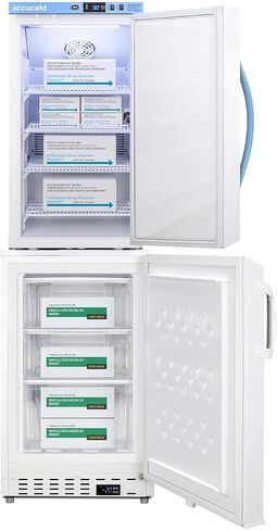مجموعة ثلاجة/فريزر واسعة النطاق مقاس 20 بوصة من Summit Appliance ARS3PV-ADA305AFSTACK، تتضمن ثلاجة ARS3PV وفريزر ADA305AF، وكلاهما مزود بأسلاك من فئة المستشفيات مع مقابس "Green Dot" in Kuwait