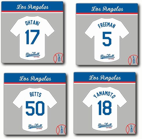 Dodger Coasters for Drinks, LA Los Angeles Baseball Ceramic Coasters Set of 4, Dodger Gifts for Men Boys Fans Home Decor in Kuwait