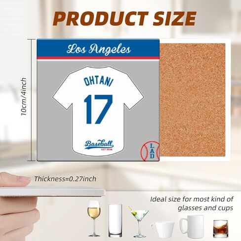 Dodger Coasters for Drinks, LA Los Angeles Baseball Ceramic Coasters Set of 4, Dodger Gifts for Men Boys Fans Home Decor in Kuwait