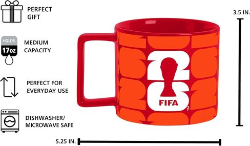 Soccer FIFA World Cup 2026 17oz Square Handle Coffee Cup – Bold Ceramic Mug With Large Capacity – Great Gift For Soccer Fans & Collectors in Kuwait