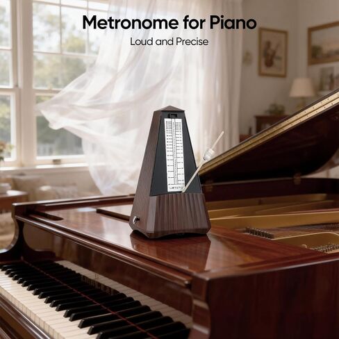 Ueteto Mechanical Metronome, Wood Grain | For Piano/Guitar/Drum/Violin, Bell Ring, For Beginners/Musicians, Loud Sound, 40-208BPM in Kuwait
