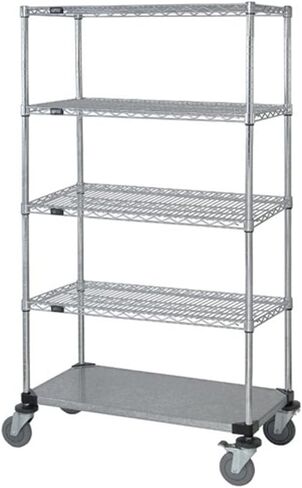 Quantum Storage Systems M2436P46-5LH33C Mobile Cart, 36" W x 24" D x 69" H, 1200 lbs Capacity, Carbon Steel, Epoxy Coated, Green, NSF in Kuwait