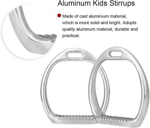 1Pair Children Stirrups, Polished Aluminum Die Casting, Aluminum Kids Lightweight Stirrups Pad Equestrian Sports Horse Riding Saddle for Horse Riding Training Youth Equestrian in Kuwait