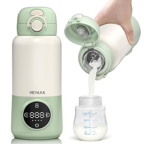 Portable Milk Warmer for Breastmilk, Formula & Water, Portable Bottle Warmer with Fast Heating, 15oz Capacity, Long Battery Life for Car, Vehicle & Airplane Travel (Green) in Saudi Arabia
