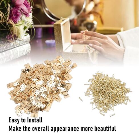 Asixxsix 200 Pcs Mini Hinge, 8mmx10mm 4 Hole Mini Dollhouse Hinges, Vintage Brass Miniature Butt Hinges with Screws for Jewelry Box Dollhouse Small Cabinet Drawer in Kuwait