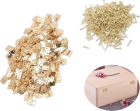 Asixxsix 200 Pcs Mini Hinge, 8mmx10mm 4 Hole Mini Dollhouse Hinges, Vintage Brass Miniature Butt Hinges with Screws for Jewelry Box Dollhouse Small Cabinet Drawer in Kuwait