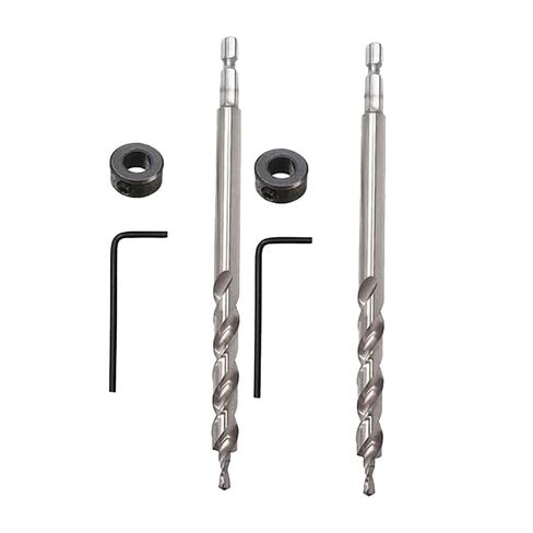 2-Pack Hex Twist Step Drill Bits 9.5mm (3/8") for Pocket Hole Jig, HSS4241 Steel with Limit Rings & Wrenches in Kuwait