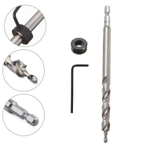 2-Pack Hex Twist Step Drill Bits 9.5mm (3/8") for Pocket Hole Jig, HSS4241 Steel with Limit Rings & Wrenches in Kuwait