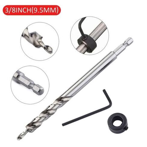 2-Pack Hex Twist Step Drill Bits 9.5mm (3/8") for Pocket Hole Jig, HSS4241 Steel with Limit Rings & Wrenches in Kuwait