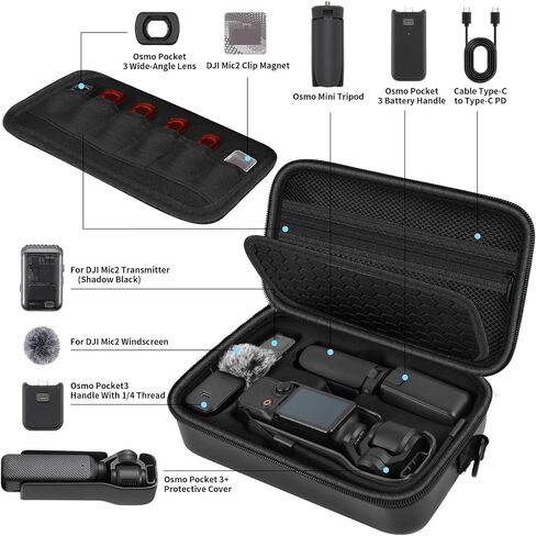Case Boobowl for Osmo Pocket 3 Creator Combo ، تخزين سفر الكاميرا المتداخلة مع مقصورات مخصصة لـ DJI Osmo Pocket 3 ، لـ DJI MIC Mini/MIC 2 ، ملحقات Creator Combo (Box فقط) in Kuwait