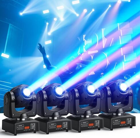 مصابيح DJ ذات رأس متحرك 50 وات مع 7 Gobos 7 ألوان وأضواء كاشفة بيضاء مفتوحة بواسطة DMX وصوت نشط لحفلات الزفاف DJ Disco Party Show Live Show Church Bar، 4 عبوات in Kuwait