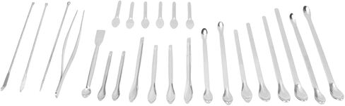 Kikumi 24 Micro Spoons, Set Tweezers 304 Stainless Steel Long Handle Stainless Steel Multifunctional Sampling Ball for Laboratory Work with Box in Kuwait