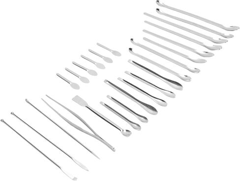 Kikumi 24 Micro Spoons, Set Tweezers 304 Stainless Steel Long Handle Stainless Steel Multifunctional Sampling Ball for Laboratory Work with Box in Kuwait