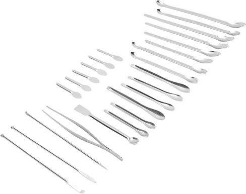 Kikumi 24 Micro Spoons, Set Tweezers 304 Stainless Steel Long Handle Stainless Steel Multifunctional Sampling Ball for Laboratory Work with Box in Kuwait