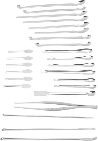 Kikumi 24 Micro Spoons, Set Tweezers 304 Stainless Steel Long Handle Stainless Steel Multifunctional Sampling Ball for Laboratory Work with Box in Kuwait
