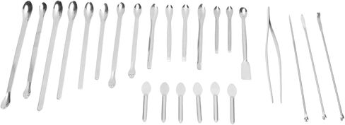 Kikumi 24 Micro Spoons, Set Tweezers 304 Stainless Steel Long Handle Stainless Steel Multifunctional Sampling Ball for Laboratory Work with Box in Kuwait