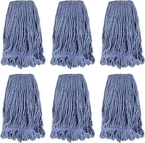 Commercial Heavy Duty Mop Heads Replacement for Rubbermaid with Long Handle - 6 Packs Industrial Wet Mop Head with Handle for Floor Cleaning - Commercial Products Looped End String Head Refills in Saudi Arabia