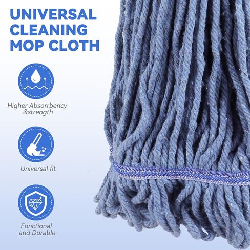 Commercial Heavy Duty Mop Heads Replacement for Rubbermaid with Long Handle - 6 Packs Industrial Wet Mop Head with Handle for Floor Cleaning - Commercial Products Looped End String Head Refills in Saudi Arabia