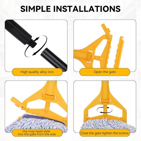 Commercial Heavy Duty Mop Heads Replacement for Rubbermaid with Long Handle - 6 Packs Industrial Wet Mop Head with Handle for Floor Cleaning - Commercial Products Looped End String Head Refills in Saudi Arabia