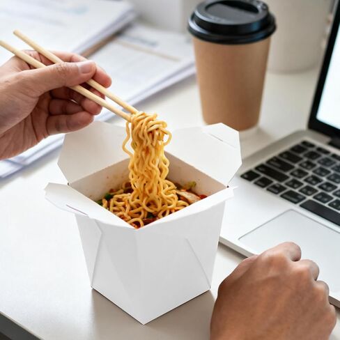 JAPCHET 100 Pack 16 Oz Chinese To Go Boxes, White Paper Take Out Containers, Disposable Food Box for Restaurants Birthday Wedding Party in Kuwait