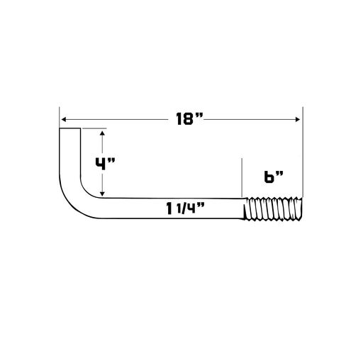 1-1/4"-7 x 18 L-Bolt Concrete Anchor Bolt - Plain Finish by Conquest Fasteners in Kuwait