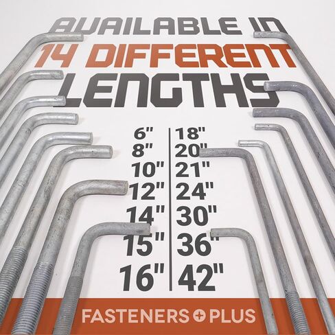 1-1/4"-7 x 18 L-Bolt Concrete Anchor Bolt - Plain Finish by Conquest Fasteners in Kuwait