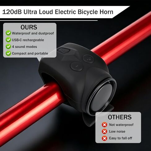 Loud Bike Horn Electric Ebike Bell, 120dB Universal Mount Horns USB C Rechargeable Waterproof Horn in Kuwait