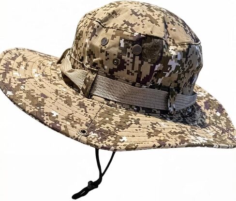 Boonie Sun Hat for Men&Women – Wide Brim Sun Hat with Chin Strap & Grommets – Outdoor Hunting Fishing Hiking Camping Cap – Adjustable Fit (One Size) Camouflage in Kuwait