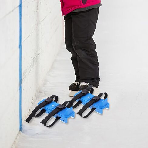Adjustable Ice Skates with Double Runners and Protective Covers, Plastic Material for Physical Activities and Skiing, Learning Tool with Antifall Feature, 1 Pair in Kuwait