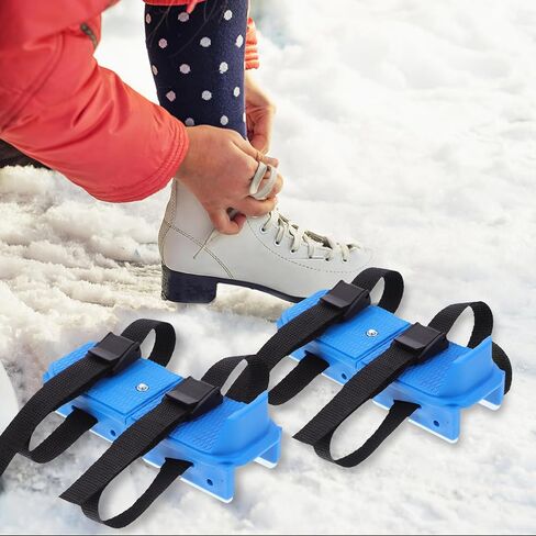 Adjustable Ice Skates with Double Runners and Protective Covers, Plastic Material for Physical Activities and Skiing, Learning Tool with Antifall Feature, 1 Pair in Kuwait