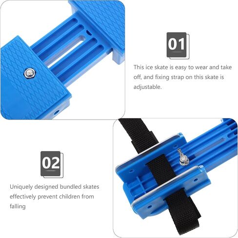 Adjustable Ice Skates with Double Runners and Protective Covers, Plastic Material for Physical Activities and Skiing, Learning Tool with Antifall Feature, 1 Pair in Kuwait
