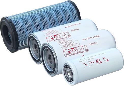 Filter Kit 24900342 (48958235) Oil Separator 24900433 Oil Filter 48958201 Air Filter, Compatible with RS30-37i R30-37i Air Compressor Replacement Part in Kuwait