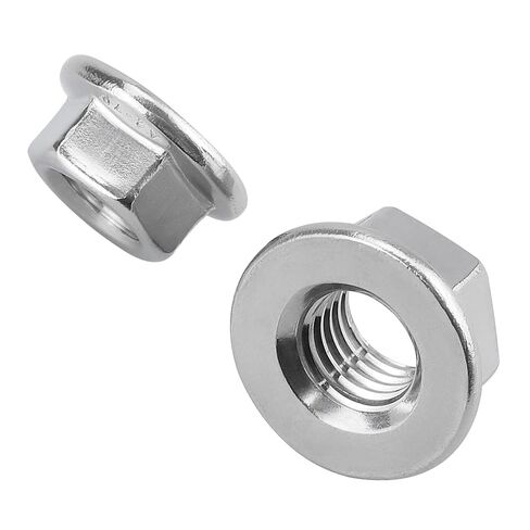 50 Pcs M6-1.0 Hex Flange Nuts, 304 Stainless Stee (A2-70), DIN 6923 Smooth Bottom (Non-Serrated) with Integrated Washer, for 3D Printers, Fairings & Oversized Holes in Kuwait